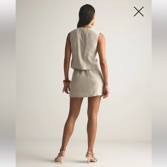 Quince European Linen High Rise Skort Flax Beige Side Zipper Size 2 Minimalist - Picture 14 of 14